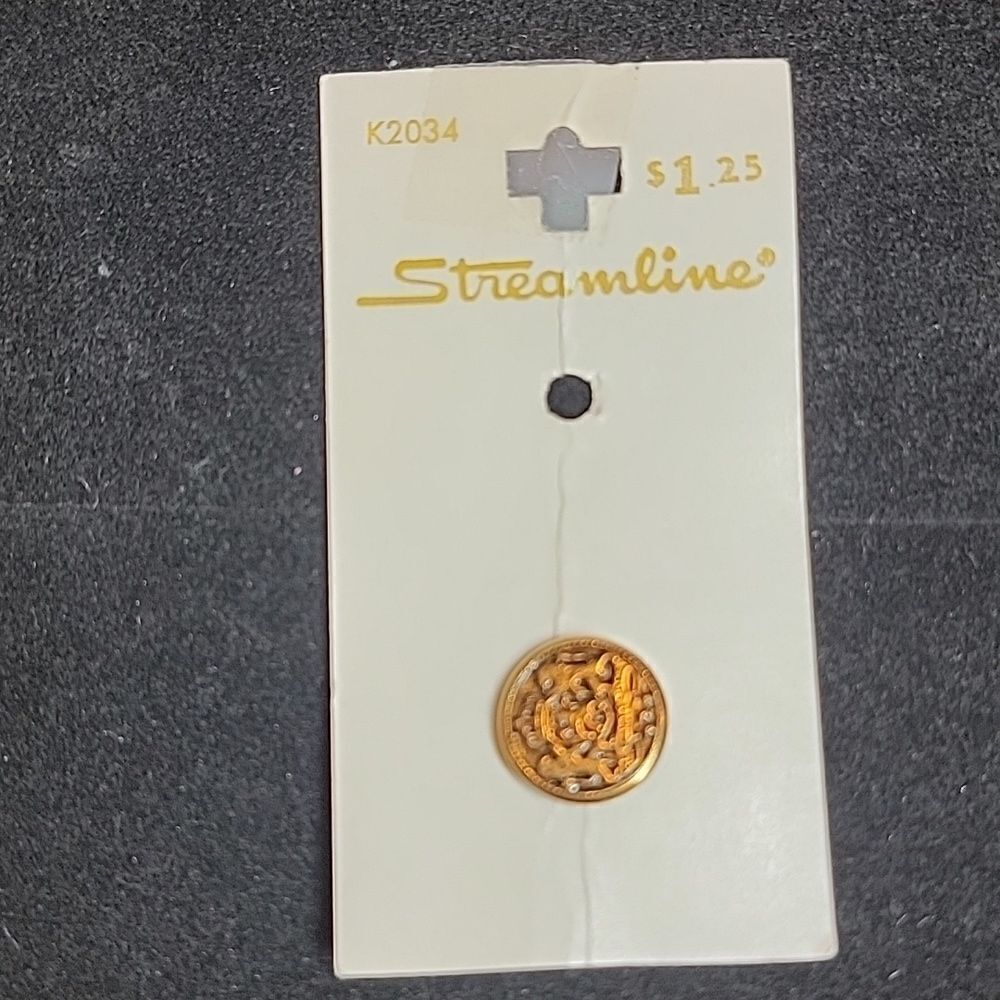 Streamline Vintage Black Gold Round Metal Button K2034 - Picture 4 of 8